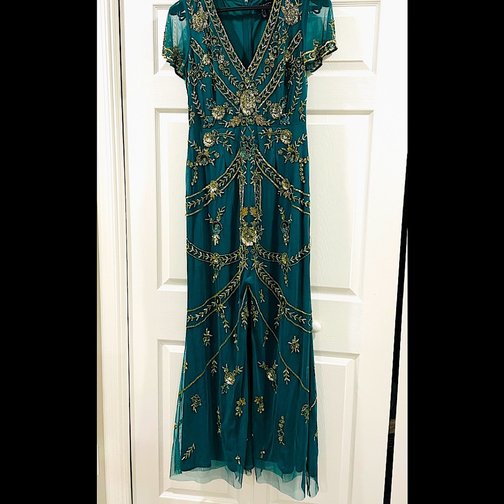 Aiden Mattox Green Sequined Gown